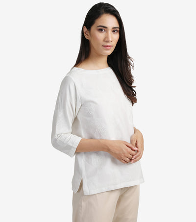 White silk cotton top