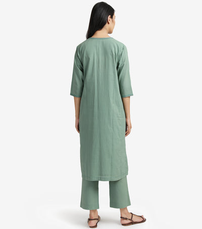 Dull Green Cotton Suit Set