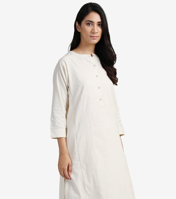 Ivory Cotton Kurta & Pants Set