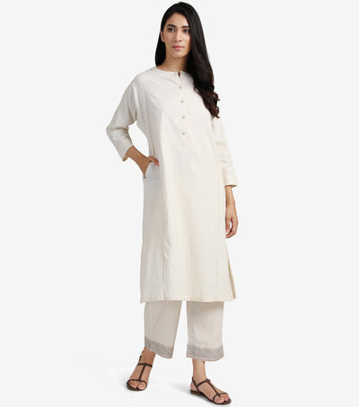 Ivory Cotton Kurta & Pants Set