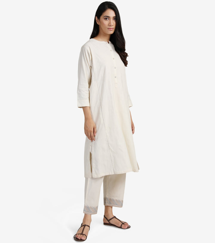 Ivory Cotton Kurta & Pants Set