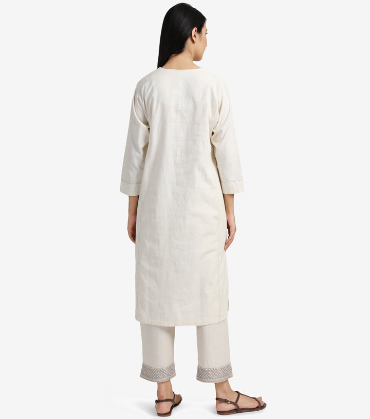 Ivory Cotton Kurta & Pants Set