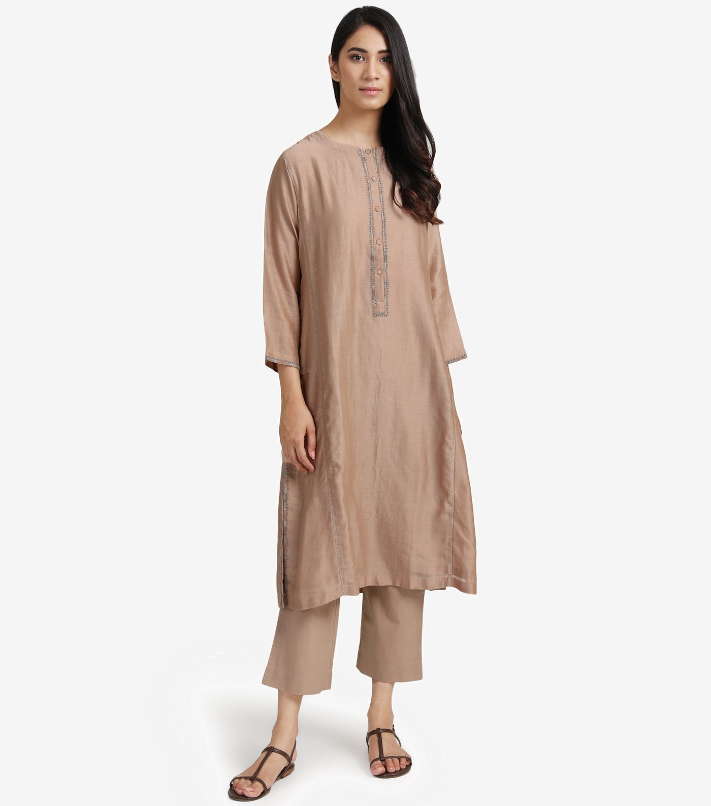 Bronze Cotton Silk Suit Set