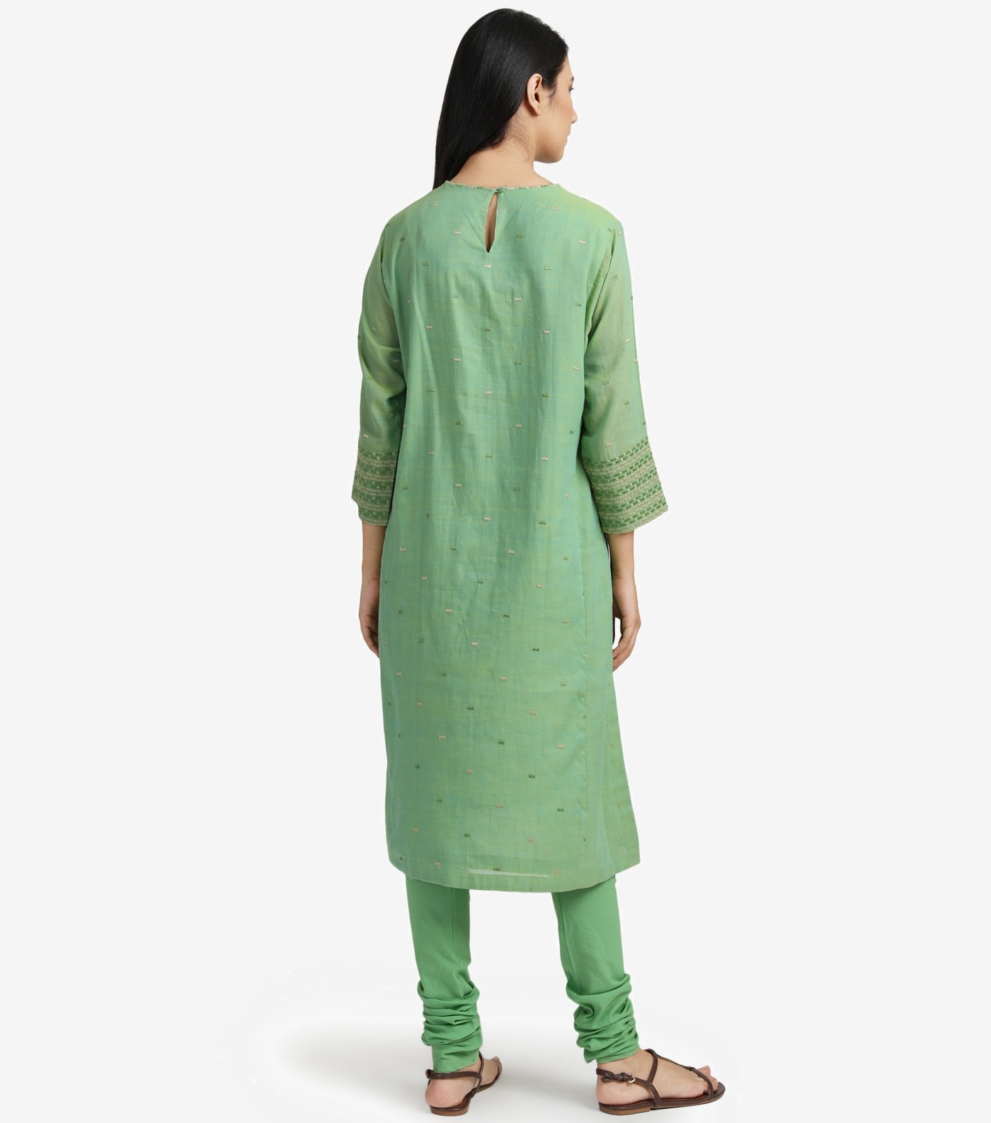 Green chanderi kurta set