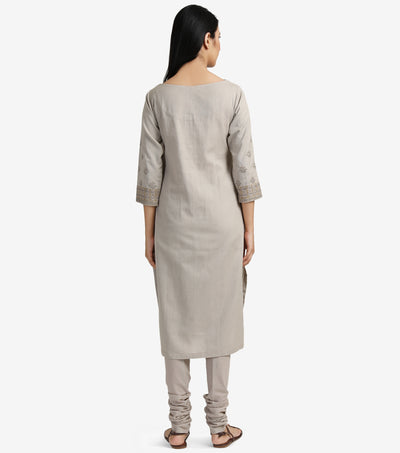 Beige embroidered kurta