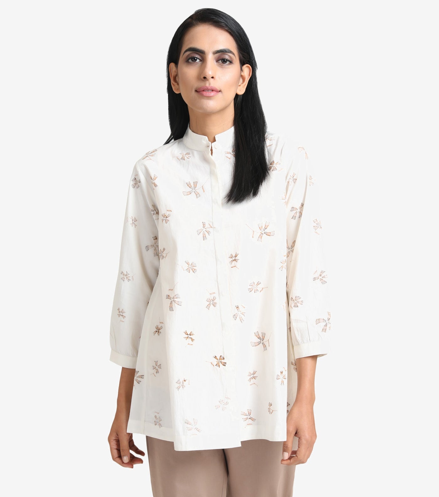 Natural Cotton Embroidered Shirt