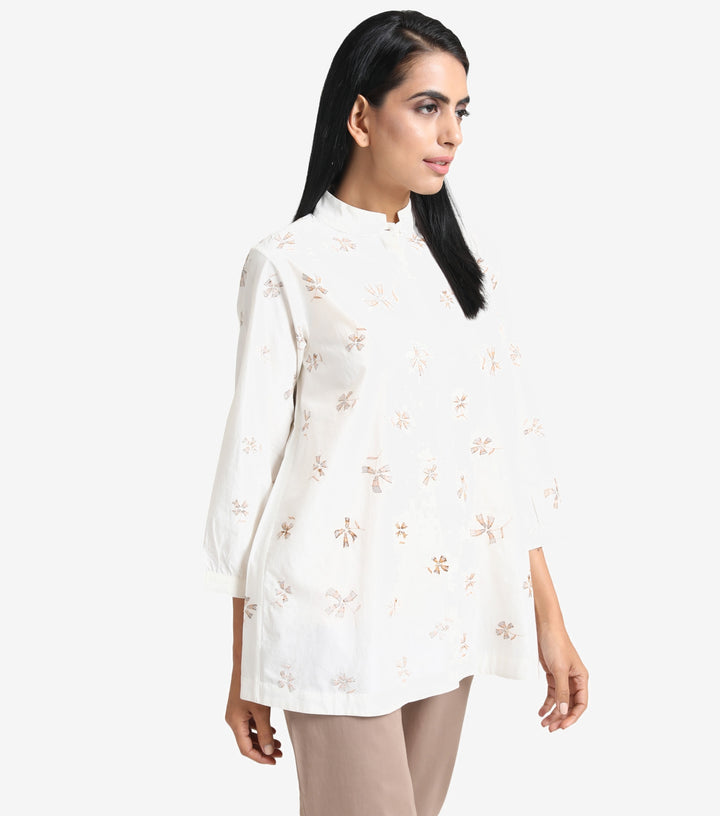 Natural Cotton Embroidered Shirt
