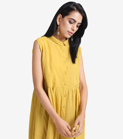 Yellow Georgette solid dress