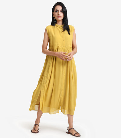 Yellow Georgette solid dress