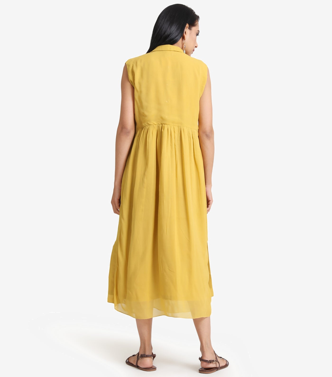 Yellow Georgette solid dress