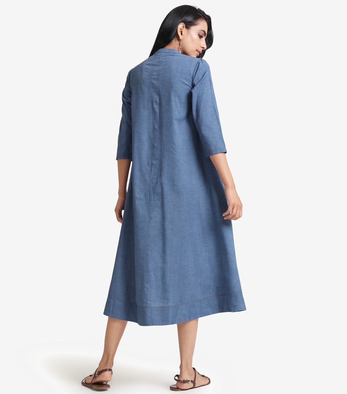 Blue cotton shirt dress