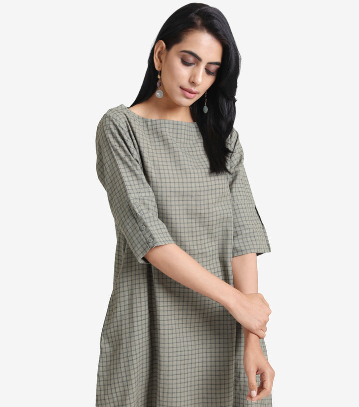 Veg checked cotton kurta