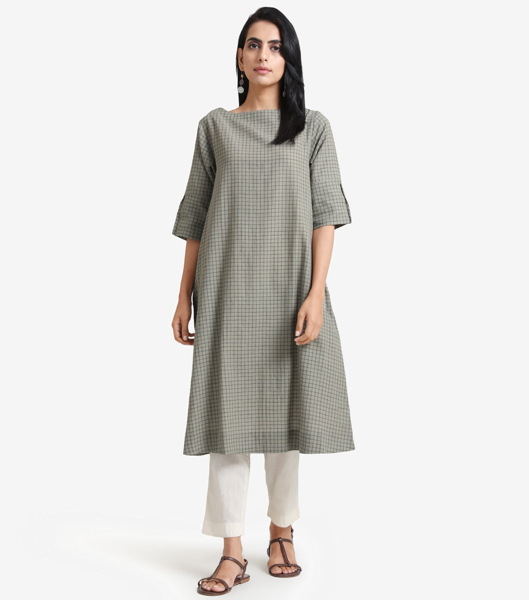 Veg checked cotton kurta