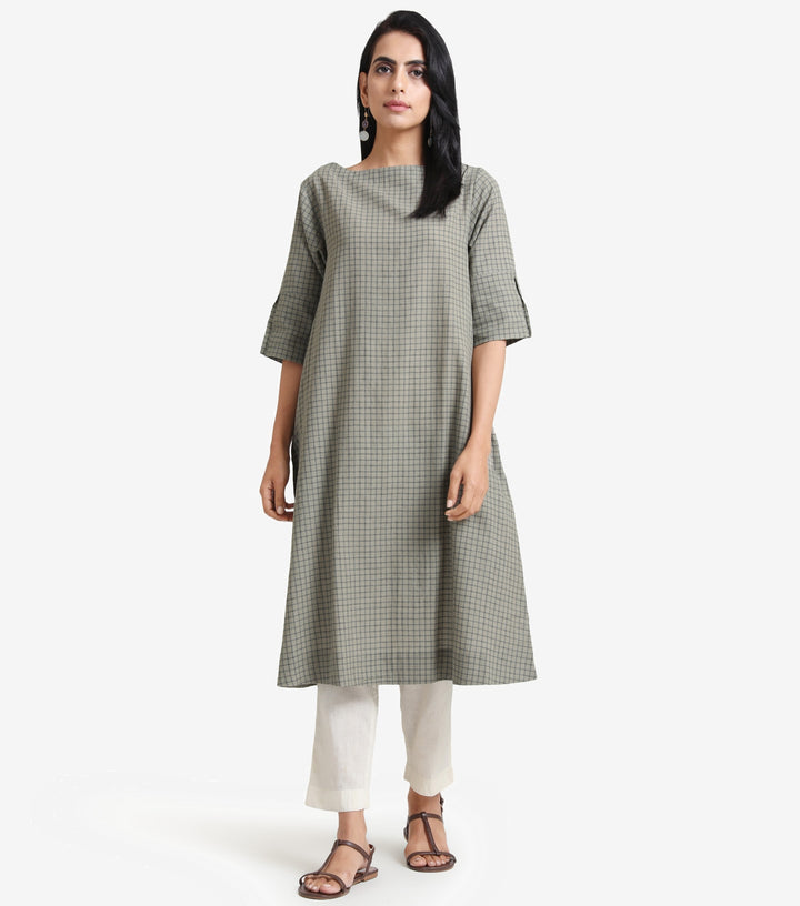 Veg checked cotton kurta
