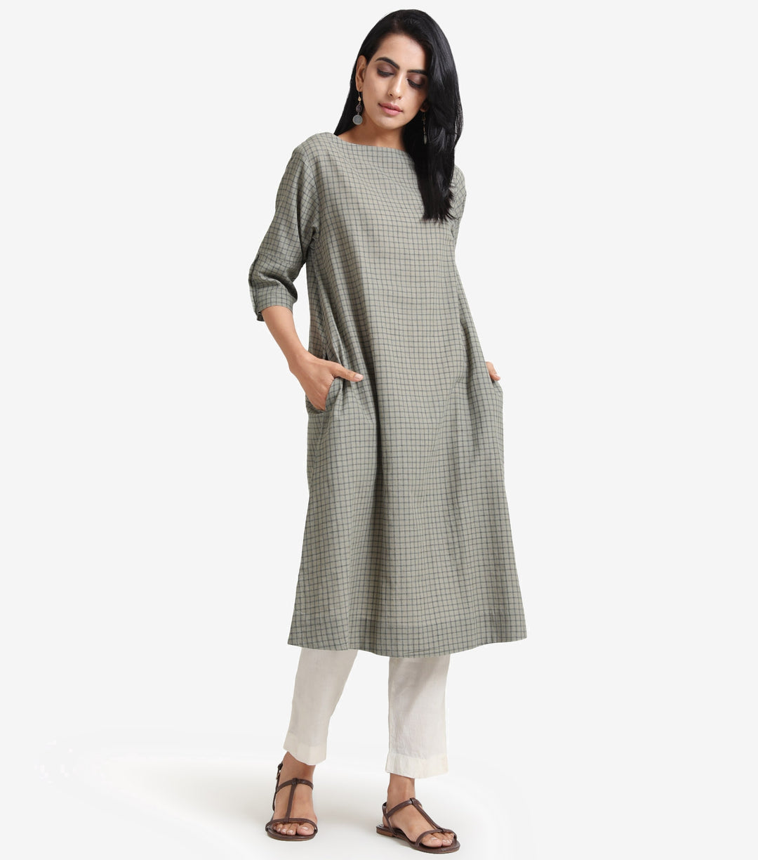 Veg checked cotton kurta