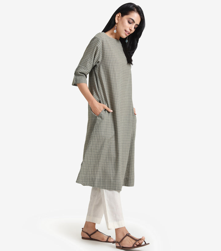 Veg checked cotton kurta