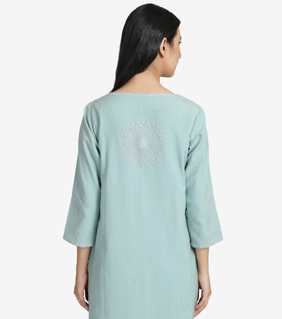 Green cotton linen kurta