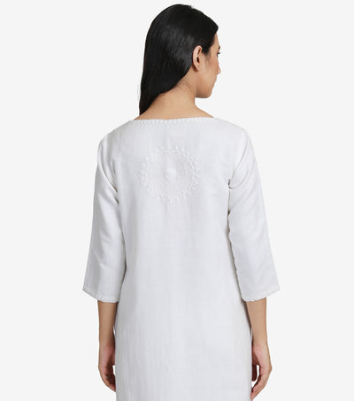 White Cotton Linen Kurta