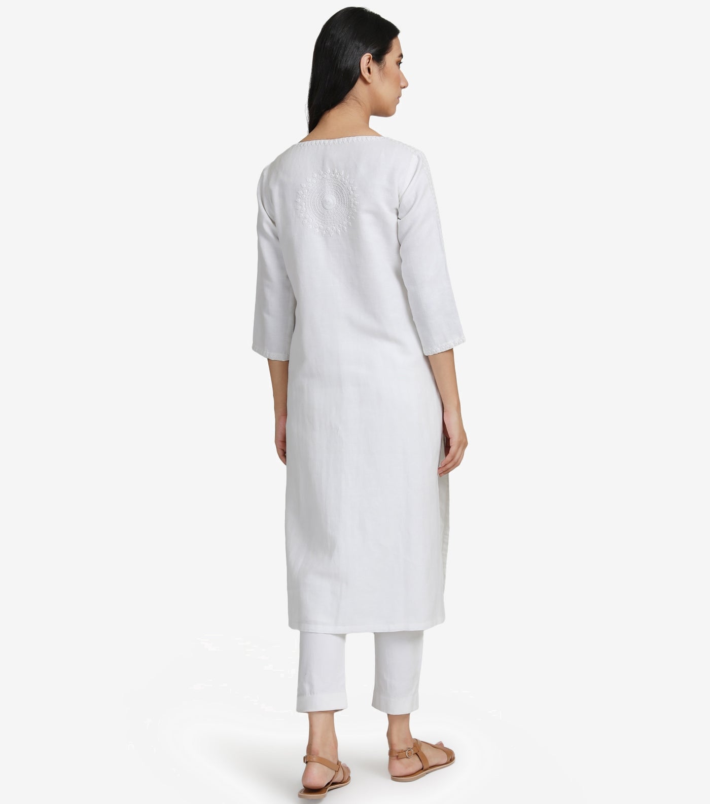 White Cotton Linen Kurta