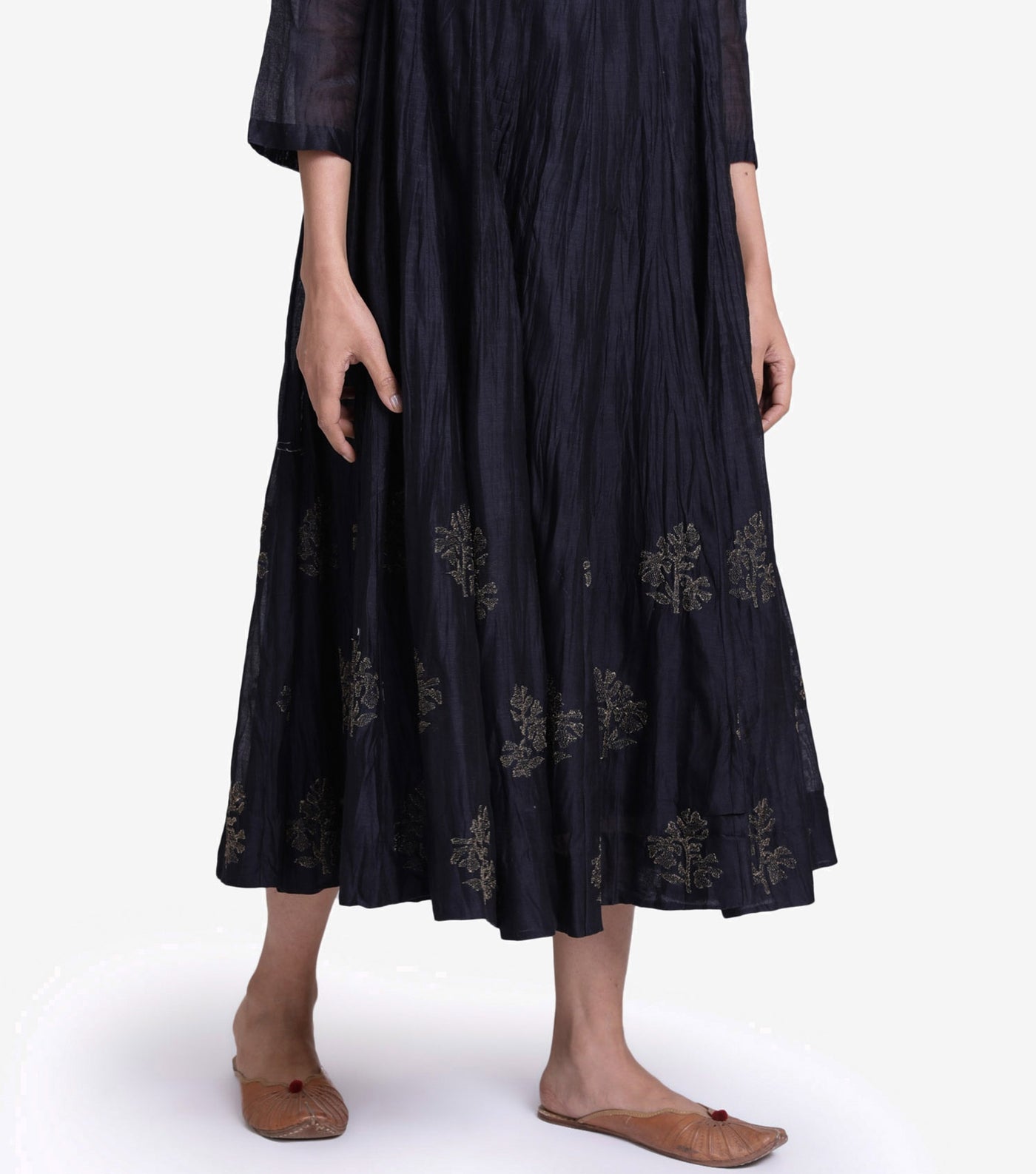 Black chanderi crinckled kurta