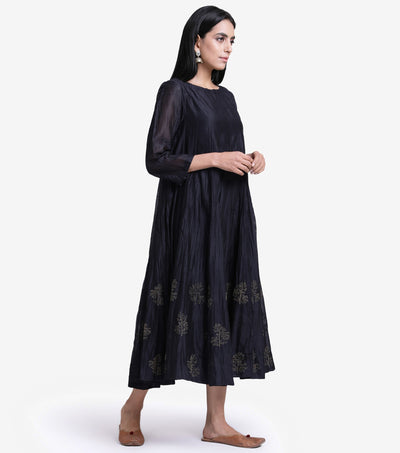 Black chanderi crinckled kurta