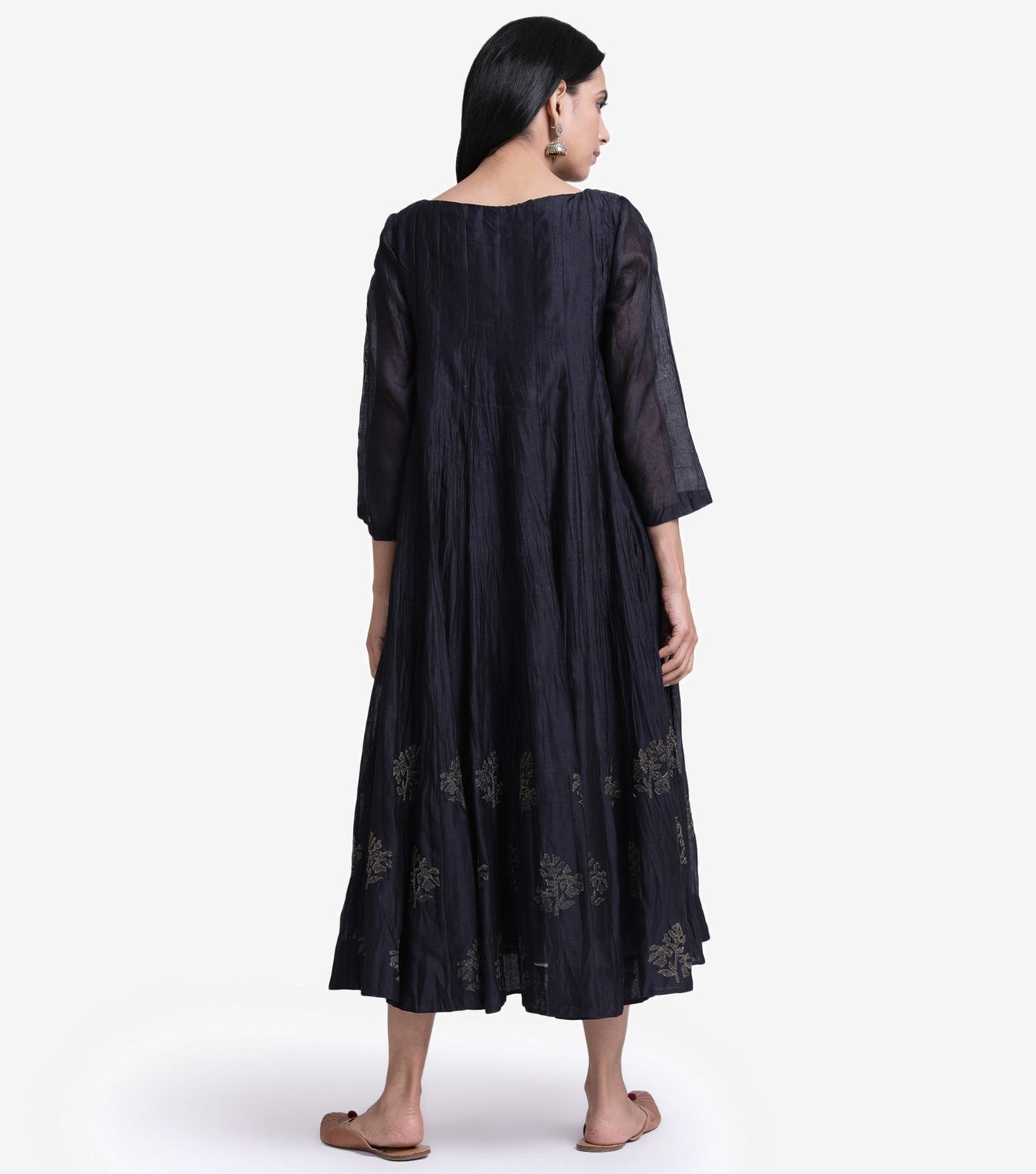 Black chanderi crinckled kurta