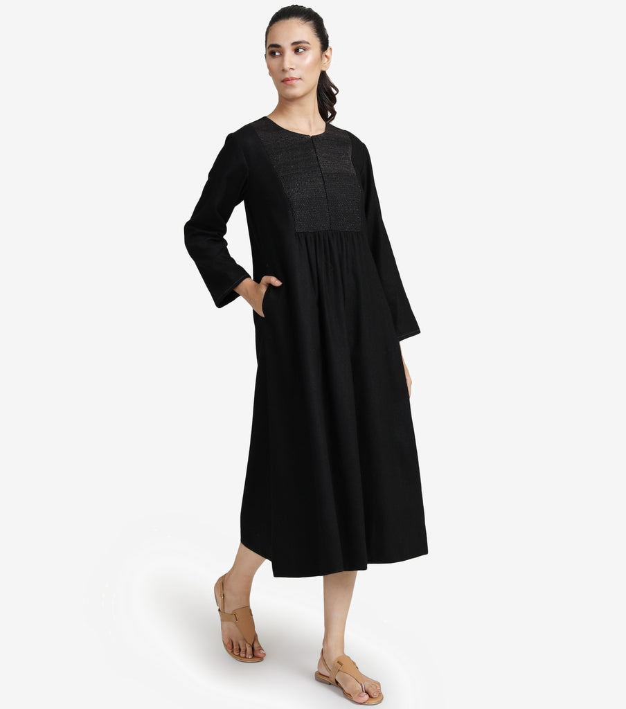 BOSS - Sleeveless shift dress in wool with natural stretch