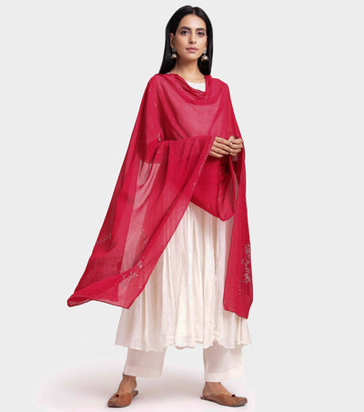 Rose chiffon mukaish dupatta