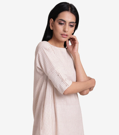Beige khadi printed dress