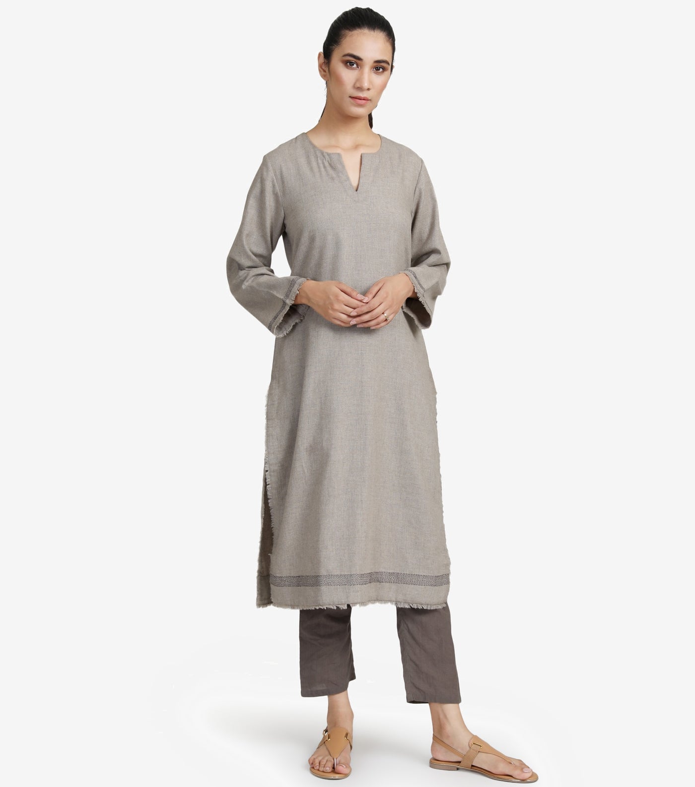 Beige wool kurta