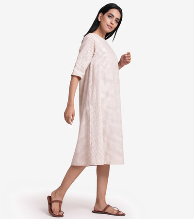Beige khadi printed dress