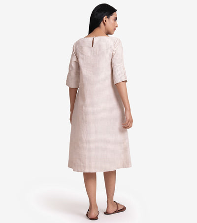 Beige khadi printed dress