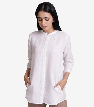 White linen embroidered shirt