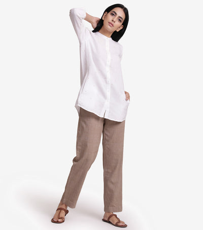 White linen embroidered shirt