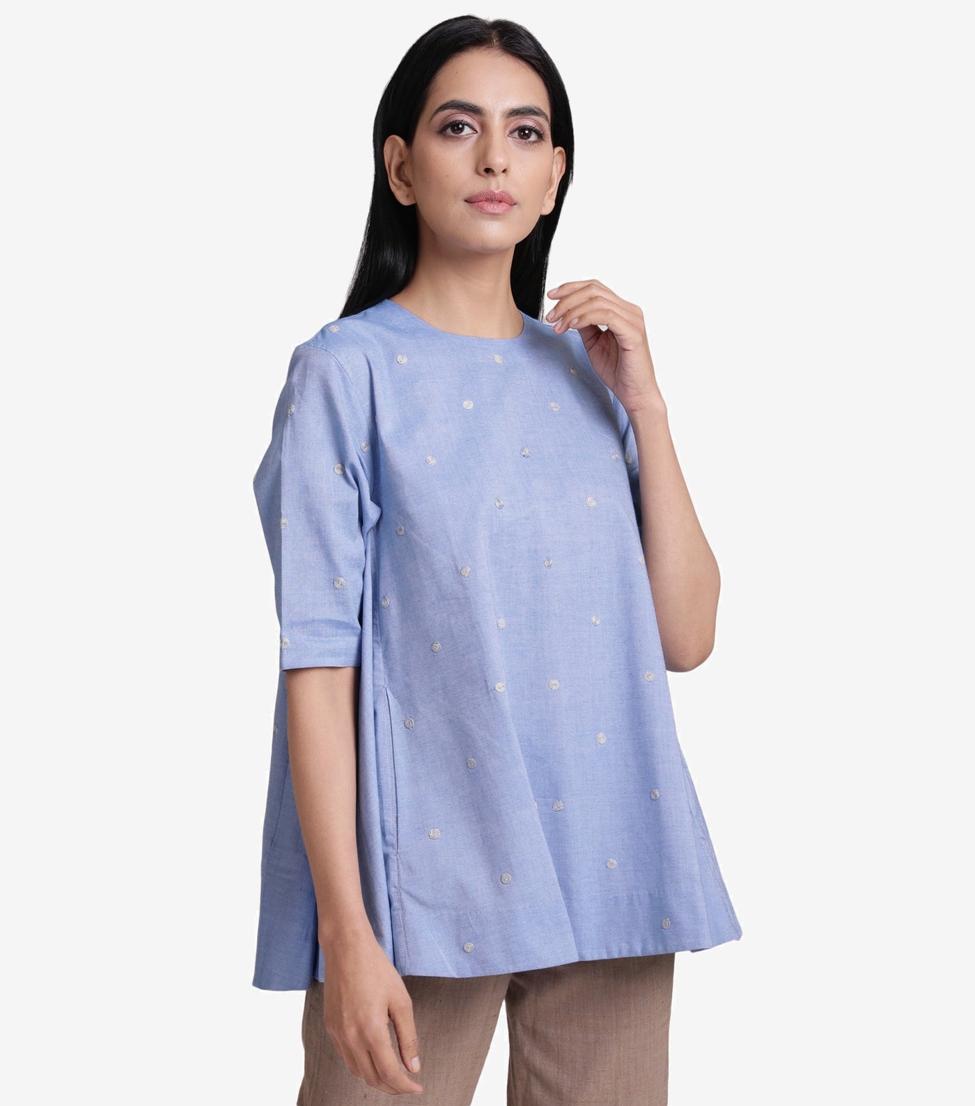 Blue Cotton chambray Top