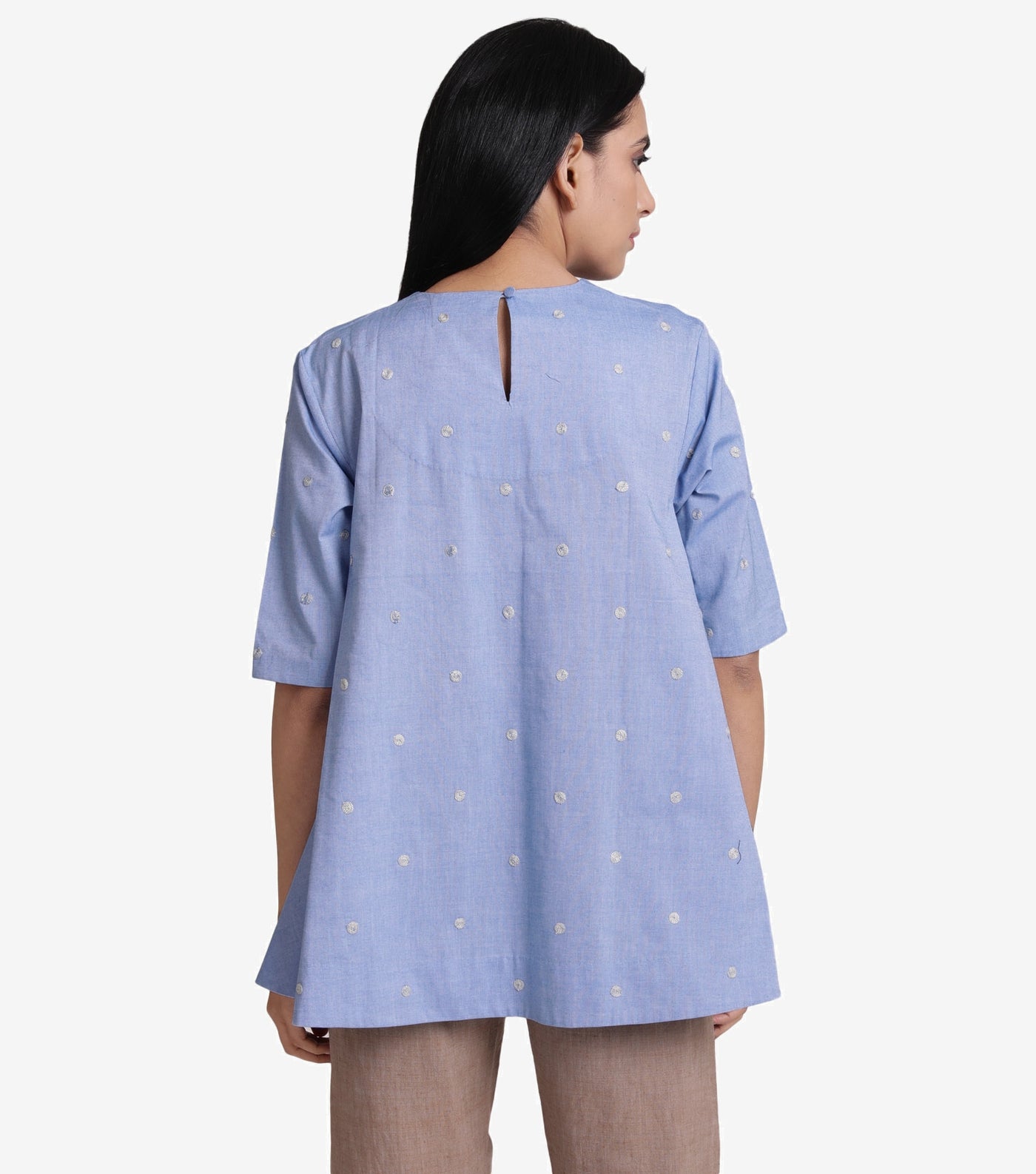 Blue Cotton chambray Top