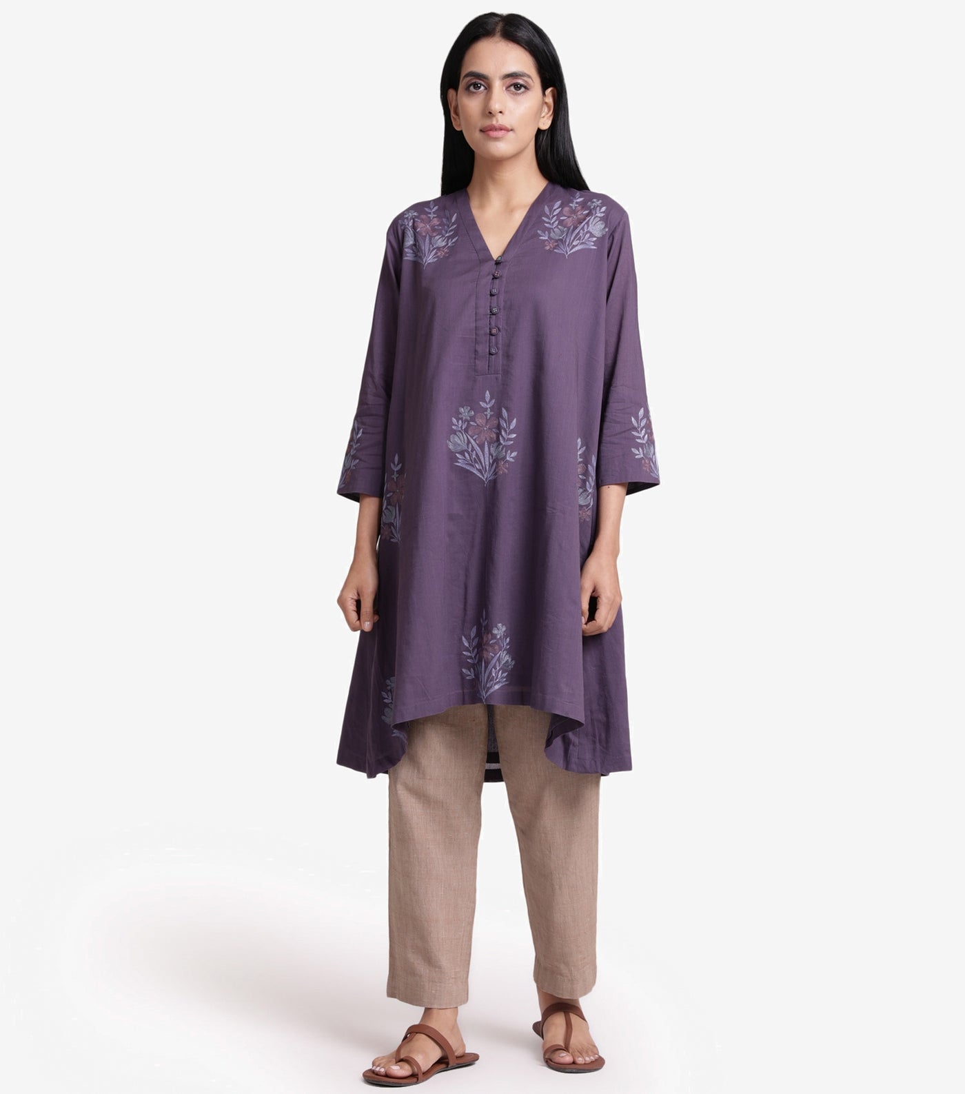 Purple embroidered Kurta