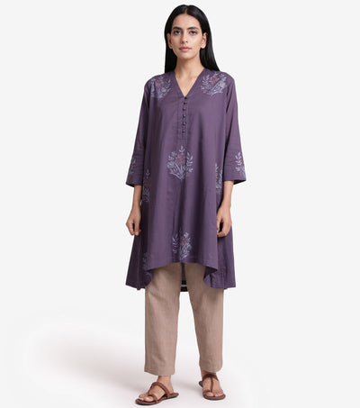 Purple embroidered Kurta