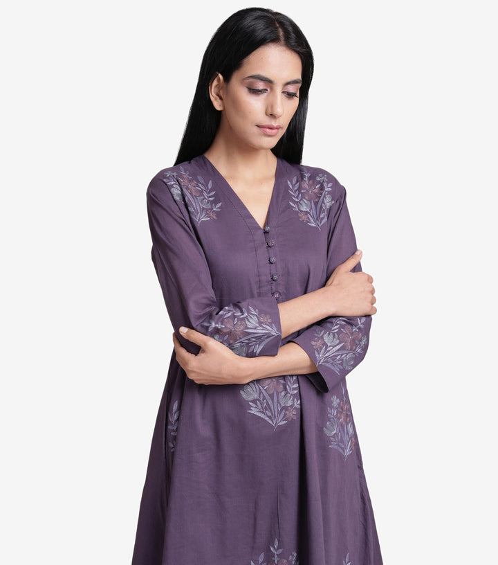 Purple embroidered Kurta