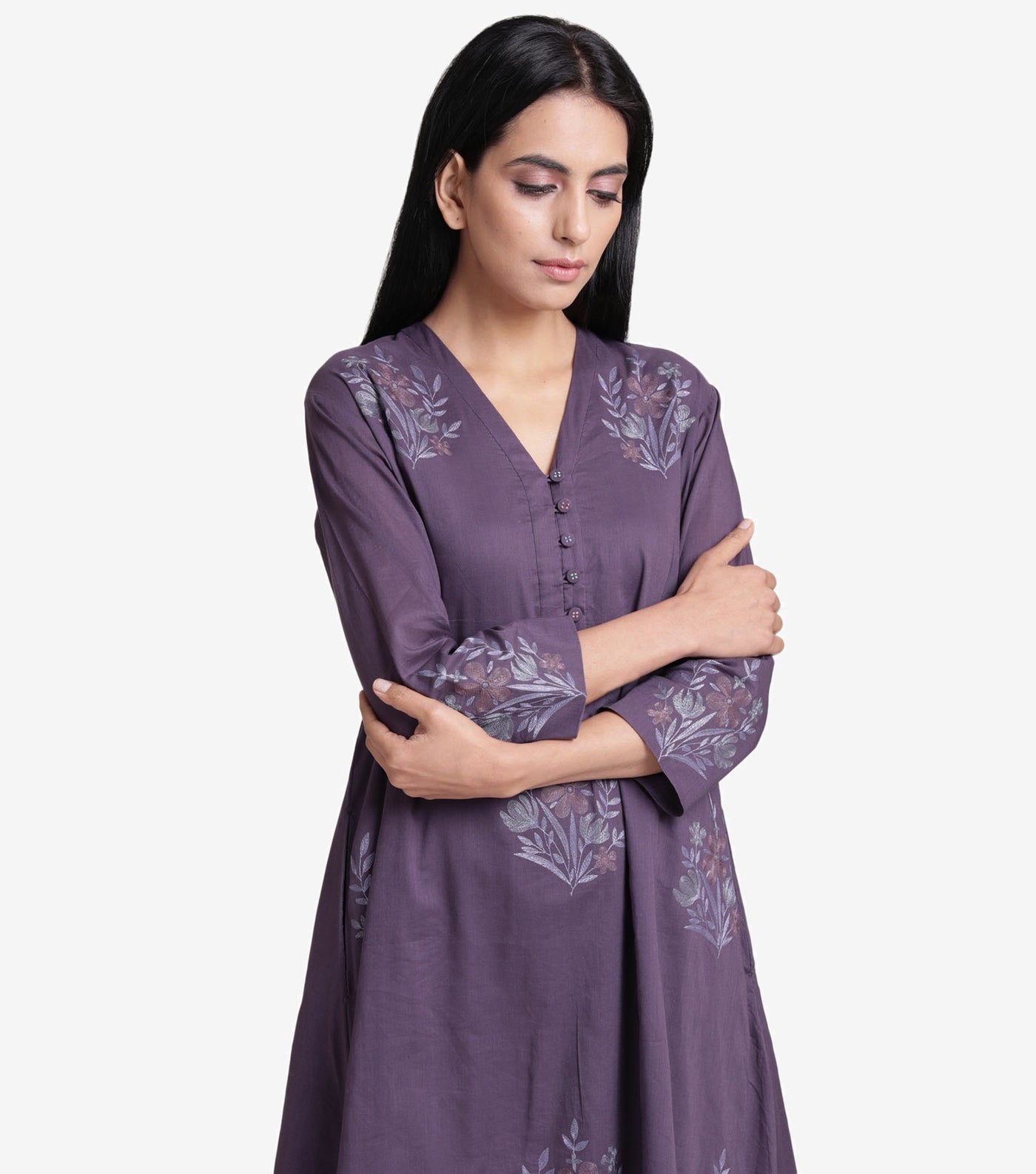 Purple embroidered Kurta