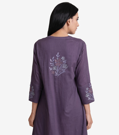 Purple embroidered Kurta