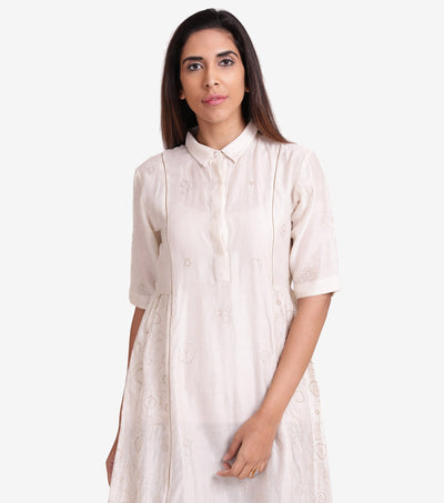 Natural chanderi flared kurta