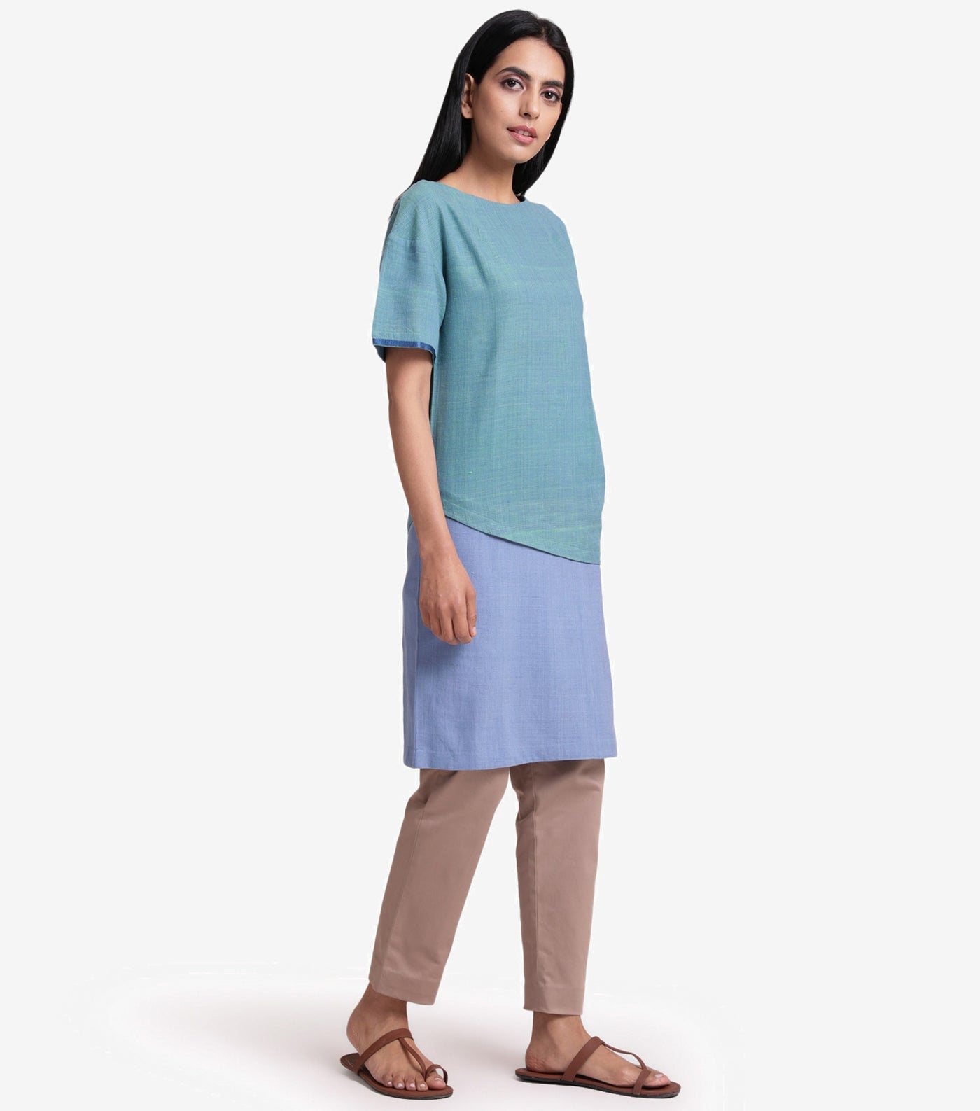 Blue khadi kurta