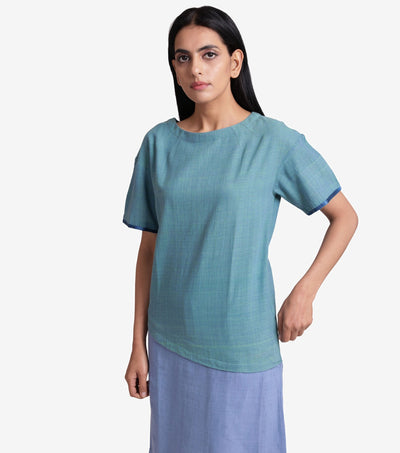 Blue khadi kurta