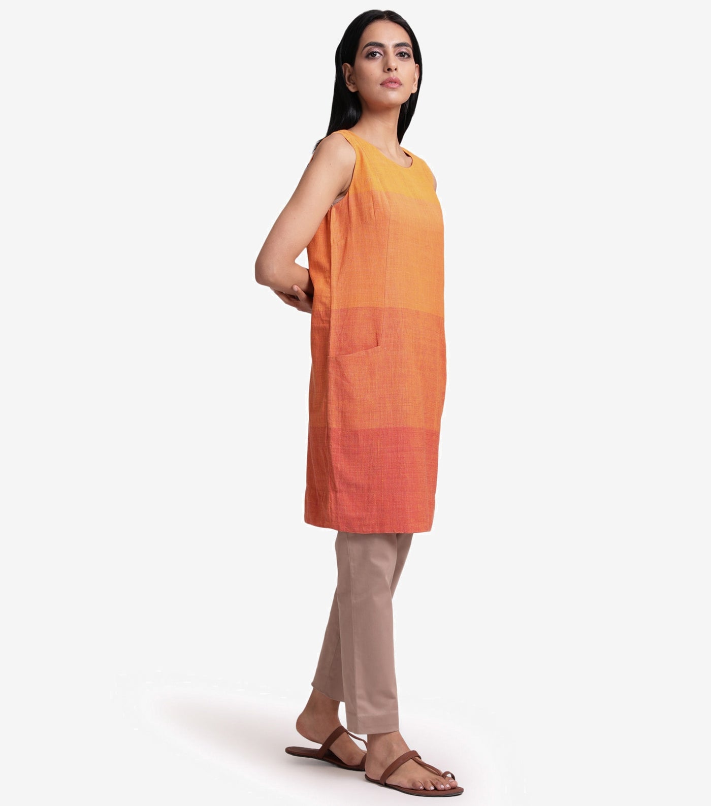 Color blocked Khadi Summer kurta