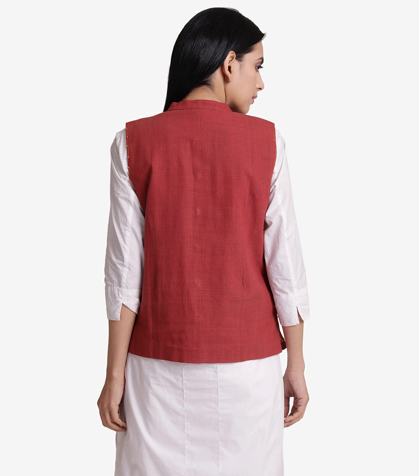 Rust khadi front open jacket