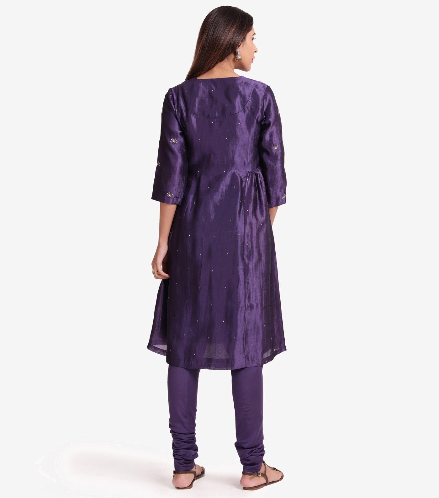 Purple Dupion Silk Kurta & Cotton Churidaar Set