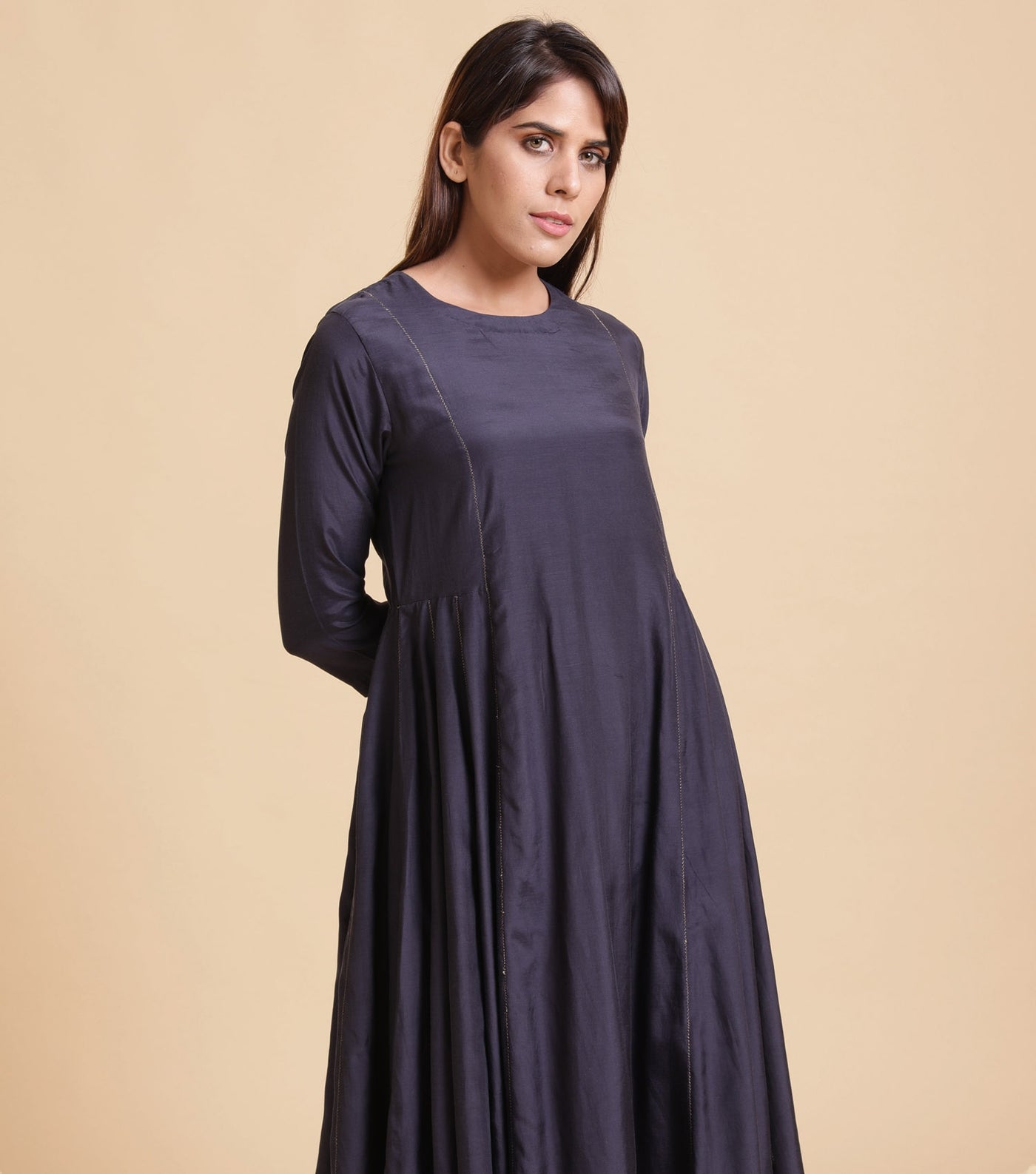Navy Silk Cotton Dress