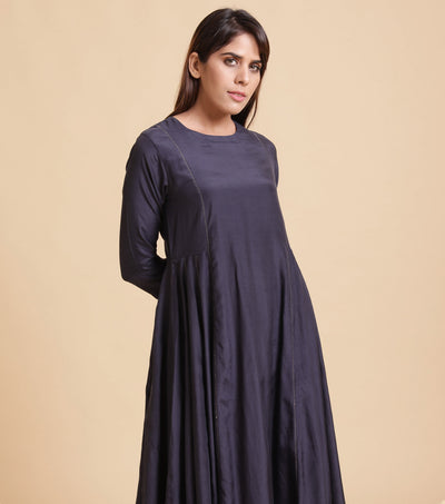 Navy Silk Cotton Dress