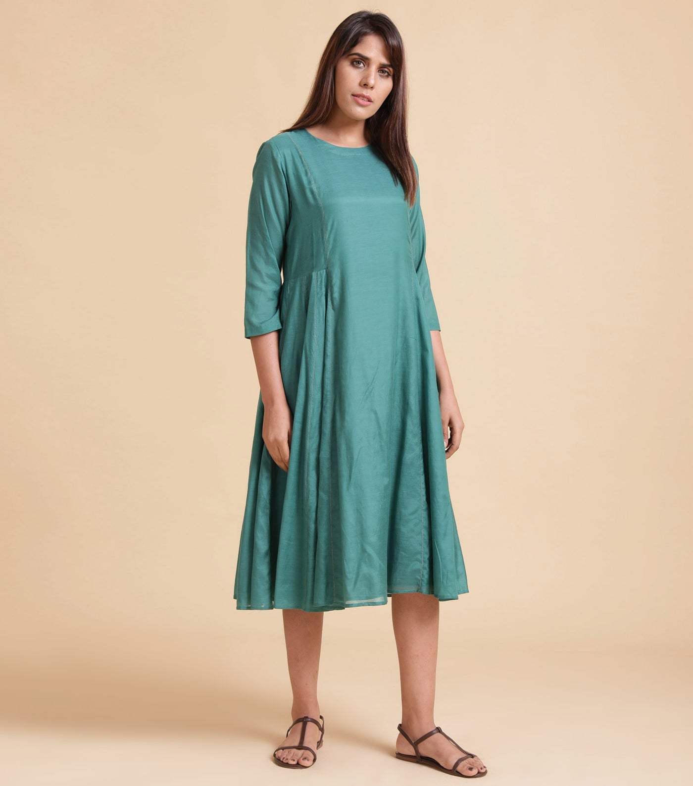Green Silk Cotton Dress